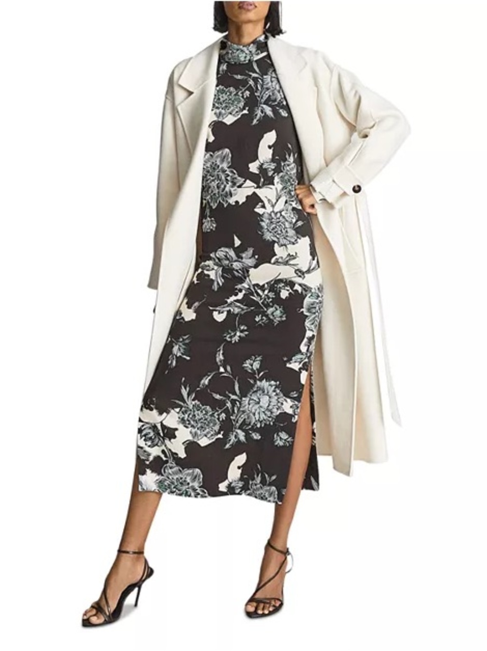 NWT Reiss Theresa Floral High Neck Long Sleeve Midi Dress US 6 $430 - Picture 7 of 9
